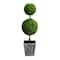 3ft. LED UV Resistant Double Ball Boxwood Topiary in Decorative Planter